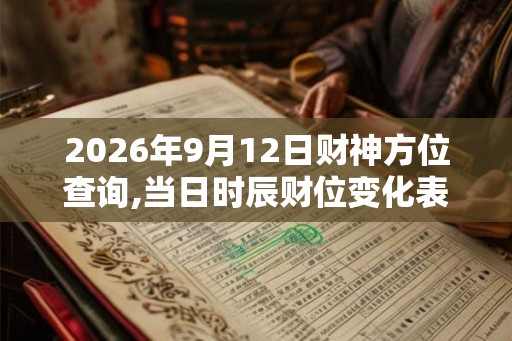 2026年9月12日财神方位查询,当日时辰财位变化表
