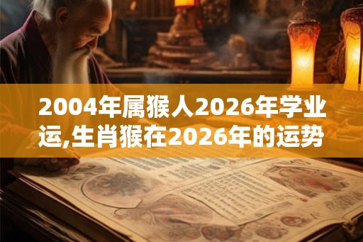 2004年属猴人2026年学业运,生肖猴在2026年的运势