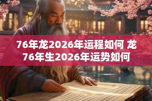 76年龙2026年运程如何 龙76年生2026年运势如何