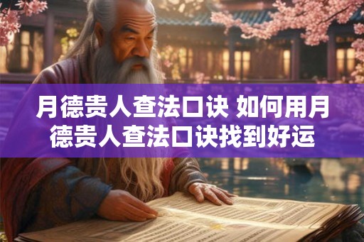 月德贵人查法口诀 如何用月德贵人查法口诀找到好运