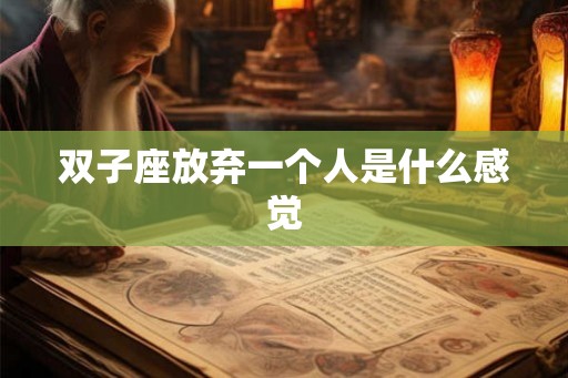 双子座放弃一个人是什么感觉
