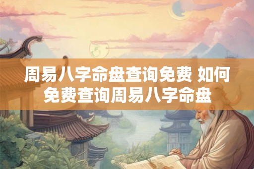周易八字命盘查询免费 如何免费查询周易八字命盘