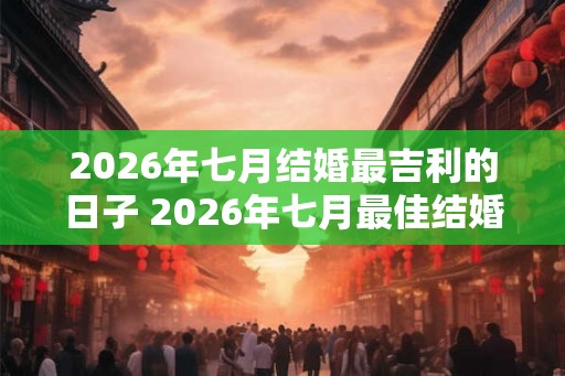 2026年七月结婚最吉利的日子 2026年七月最佳结婚日