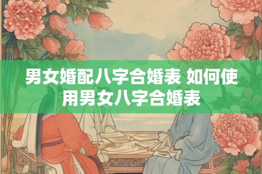 男女婚配八字合婚表 如何使用男女八字合婚表