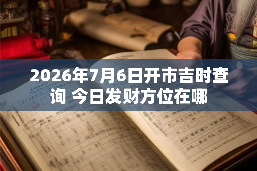 2026年7月6日开市吉时查询 今日发财方位在哪 2026年7月6日开市吉时查询 今日发财方位在哪