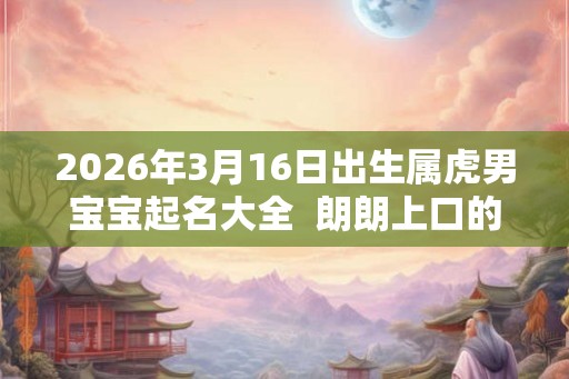 2026年3月16日出生属虎男宝宝起名大全  朗朗上口的男孩名字