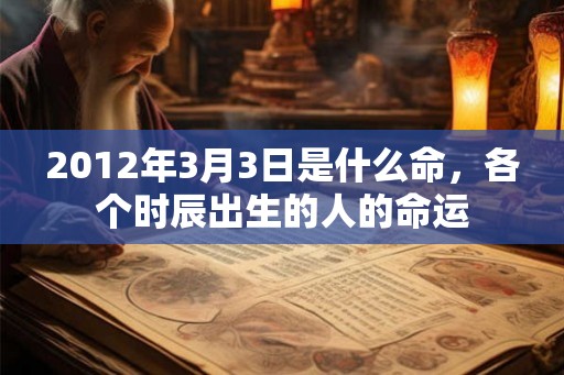 2012年3月3日是什么命，各个时辰出生的人的命运