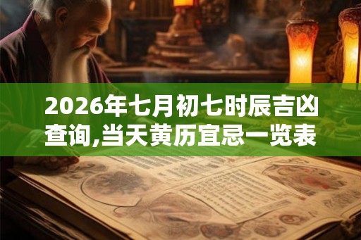 2026年七月初七时辰吉凶查询,当天黄历宜忌一览表