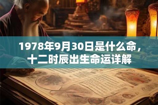 1978年9月30日是什么命，十二时辰出生命运详解