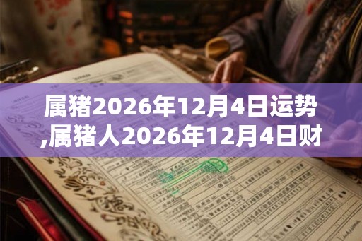 属猪2026年12月4日运势,属猪人2026年12月4日财运,生肖猪2026年12月4日运势