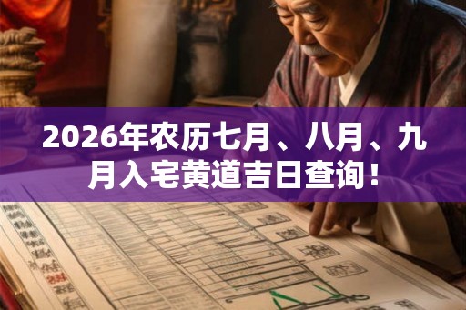 2026年农历七月、八月、九月入宅黄道吉日查询！