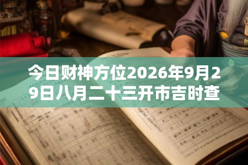 今日财神方位2026年9月29日八月二十三开市吉时查询