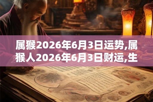 属猴2026年6月3日运势,属猴人2026年6月3日财运,生肖猴2026年6月3日运势