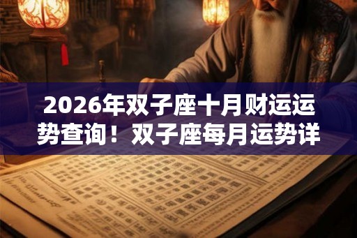 2026年双子座十月财运运势查询！双子座每月运势详解