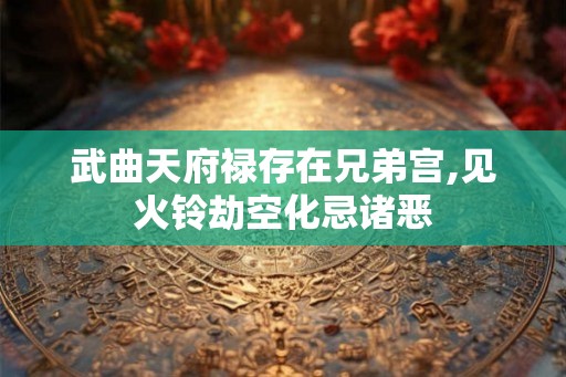 武曲天府禄存在兄弟宫,见火铃劫空化忌诸恶