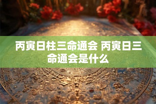 丙寅日柱三命通会 丙寅日三命通会是什么