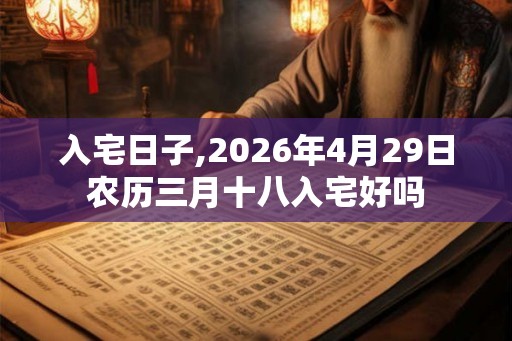 入宅日子,2026年4月29日农历三月十八入宅好吗