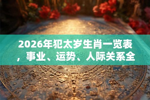 2026年犯太岁生肖一览表，事业、运势、人际关系全面解析