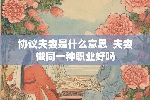 协议夫妻是什么意思  夫妻做同一种职业好吗