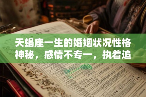 天蝎座一生的婚姻状况性格神秘，感情不专一，执着追求浪漫爱情