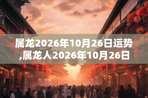 属龙2026年10月26日运势,属龙人2026年10月26日财运,生肖龙2026年10月26日运势