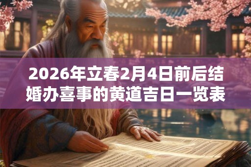 2026年立春2月4日前后结婚办喜事的黄道吉日一览表！