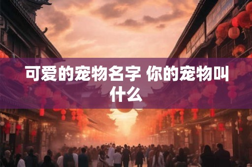 可爱的宠物名字 你的宠物叫什么