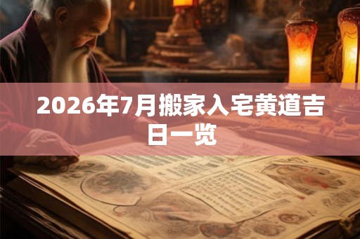 2026年7月搬家入宅黄道吉日一览