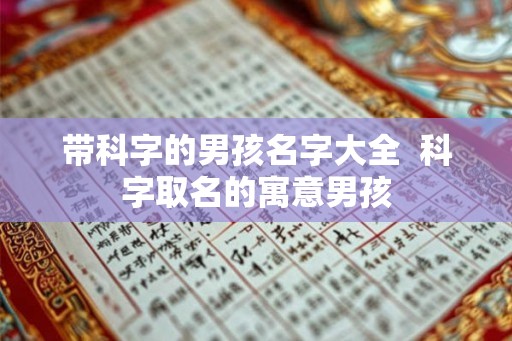 带科字的男孩名字大全  科字取名的寓意男孩