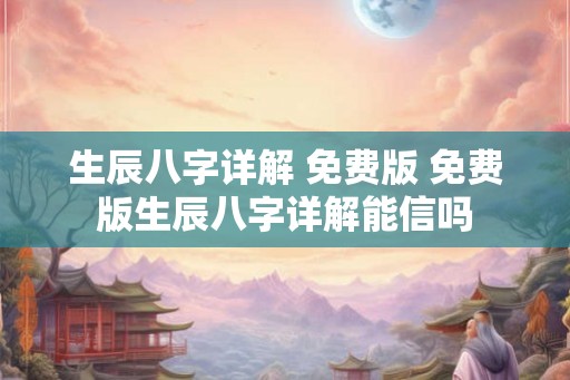 生辰八字详解 免费版 免费版生辰八字详解能信吗
