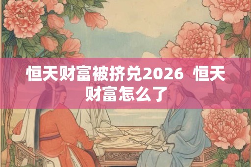 恒天财富被挤兑2026  恒天财富怎么了