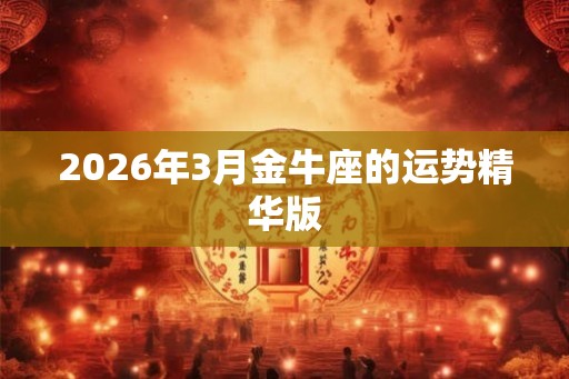 2026年3月金牛座的运势精华版
