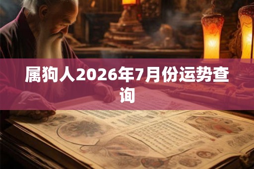 属狗人2026年7月份运势查询 属狗人2026年7月份运势查询