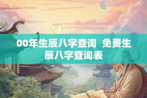 00年生辰八字查询  免费生辰八字查询表