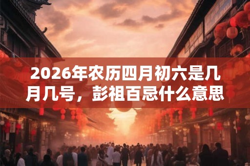 2026年农历四月初六是几月几号，彭祖百忌什么意思？
