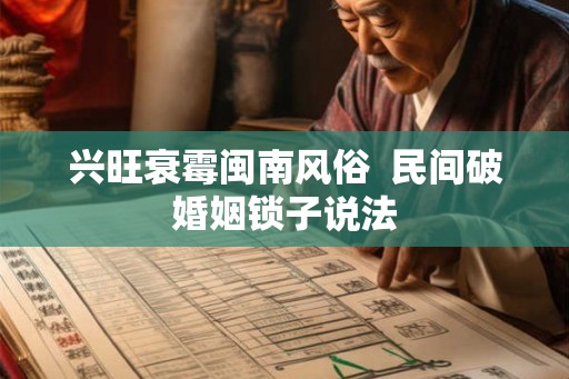兴旺衰霉闽南风俗  民间破婚姻锁子说法