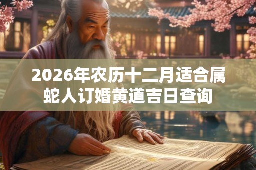 2026年农历十二月适合属蛇人订婚黄道吉日查询