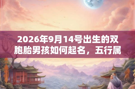2026年9月14号出生的双胞胎男孩如何起名，五行属什么