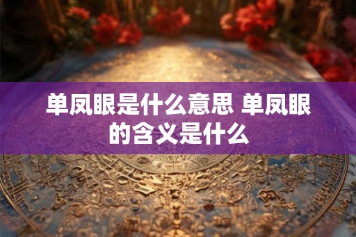 单凤眼是什么意思 单凤眼的含义是什么 单凤眼是什么意思 单凤眼的含义是什么