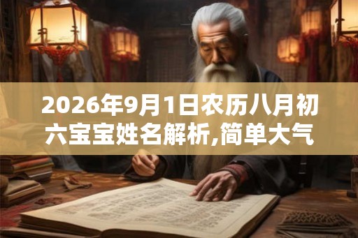 2026年9月1日农历八月初六宝宝姓名解析,简单大气婴儿学名
