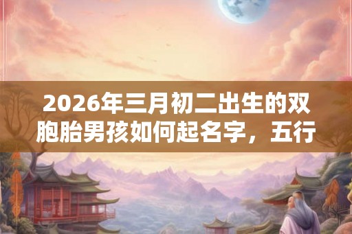 2026年三月初二出生的双胞胎男孩如何起名字，五行属什么
