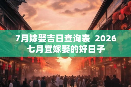 7月嫁娶吉日查询表 2026七月宜嫁娶的好日子 7月嫁娶吉日查询表 2026七月宜嫁娶的好日子
