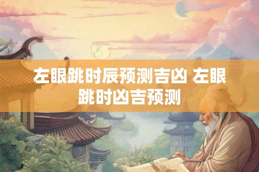 左眼跳时辰预测吉凶 左眼跳时凶吉预测
