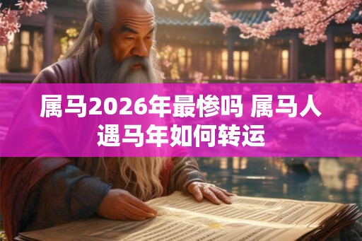属马2026年最惨吗 属马人遇马年如何转运