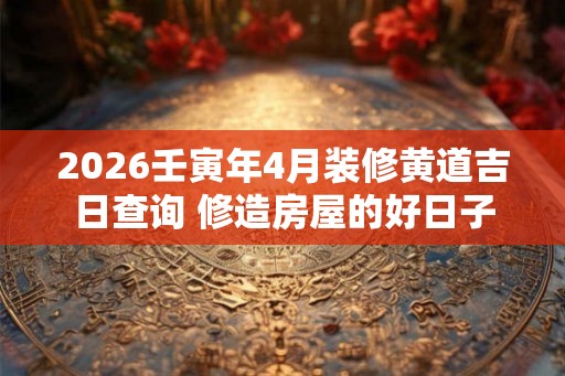2026壬寅年4月装修黄道吉日查询 修造房屋的好日子