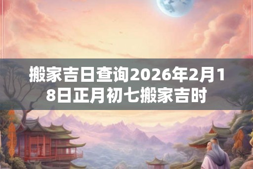 搬家吉日查询2026年2月18日正月初七搬家吉时