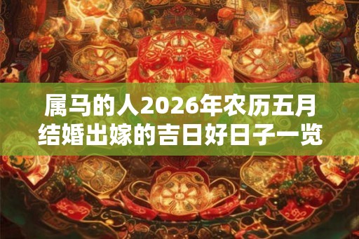 属马的人2026年农历五月结婚出嫁的吉日好日子一览表！