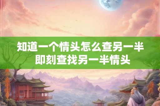 知道一个情头怎么查另一半  即刻查找另一半情头