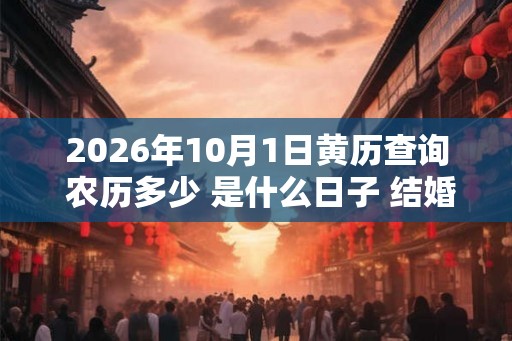 2026年10月1日黄历查询 农历多少 是什么日子 结婚吉时