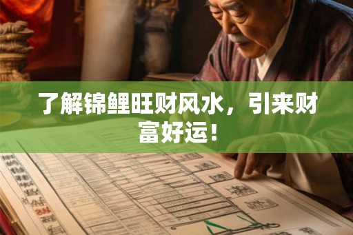 了解锦鲤旺财风水,引来财富好运! 了解锦鲤旺财风水,引来财富好运!